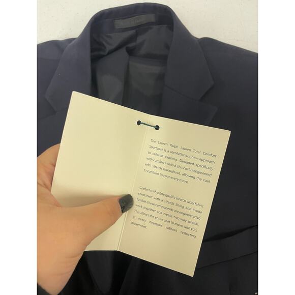 Ralph Lauren Men's Sz 43 Reg Navy Wool Blazer Sport Coat 2-Button Jacket NWT - Picture 5 of 12